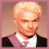 Pixelated portrait of a person with light hair in three cropped views showing different angles and expressions.