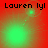 Four- shows green glowing orbs on red background with 'Lauren lyl' text; animation cycles through four distinct positions of the orbs