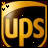 Golden 'UPS' text in rounded serif font on dark background with gold border, four variations showing subtle animation changes to small decorative elements.