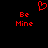 Red pixelated text and heart symbol on black background, with 'Be Mine' repeated on both sides of the heart.