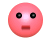 Two pink circular faces with black eyes; one face has a straight mouth, the other a smiling mouth.
