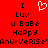 Red background with black pixelated text and a white heart outline; two identical side-by-side layouts of 'I Luv u BoBe Happy AnUrVeRiSe' text.