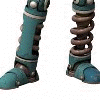 Animated robot with teal and brown mechanical parts, showing different angles of limbs and head against white background.