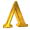 Golden Greek letter lambda with metallic sheen, displayed in a of static frames showing varying angles and lighting on the same object