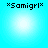 Four identical pixelated icons arranged in a , each displaying the text *Samigrl* above a bright white circular glow on a cyan background