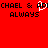 Red background with black pixelated text reading "CHAEI & A" and "ALWAYS" on both sides, a white heart symbol overlays the 'A' in "A".