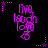 Purple pixelated text 'I've Such Love' with star-shaped dots on black background, arranged in a of six identical