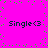 Bright pink background with scattered green squares and four identical text elements reading "Single<3" in dark pixelated font arranged in a