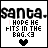 pixelated icons featuring 'santa-' text, 'I HOPE HE FITS IN THE EAG.<3' message, and a black heart symbol with color variations in the text