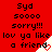 Red background with repeated black text 'Syd soooo sorry!!! lov ya like a friend' and white corner elements containing red hearts.
