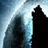 Pixelated image with dark silhouette against blue sky, white text on black background reading 'Catrina L' and 'Lupos Regla!'