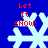 Blue background with four white snowflakes, each overlaid with red text reading "Let It SHOW!" in pixelated font.