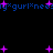 Blue text reading 'gurl neesy gurl nees' repeats across a black background with scattered purple plus signs.
