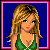 Animated contact sheet of a pixel-art woman in green dress with changing facial expressions and sequential text forming "I could do nothing but cry in front of you that's the worst thing" across frames.