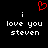 Red pixelated heart symbol above white text reading 'i love you steven' on black background.