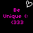 Pixelated icon with black background, white heart outline, and pink text reading 'Be Unique (:' and '(333' in two identical side-by-side sections.