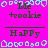 Pixelated icon with bright pink background, green text, and cyan decorative elements showing 'Me', '+cookie', and 'HaPPy' in multiple