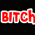 Four quadrants display the word "BITCH" in red, pink, orange, and yellow text with white outlines on black, purple, green, and blue backgrounds respectively.