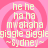 Pixelated text on a pink spiral background with repeated phrases and signature, no visible motion.