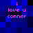 Pixelated blue background with pink text reading 'i love u connor' in four identical quadrants.