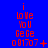Blue background with red pixelated text reading 'i love you gege 081707' and varying symbols at the bottom of each frame.