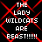Static image with repeated text over red pattern on black background