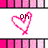 Pixelated pink heart outline with text inside on white background, two variations showing different text.