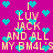Pixelated text and cyan hearts on a magenta background with repeated phrases.
