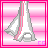 Pixelated character in pink top and white pants with pink stripes, shown in multiple poses including full-body and close-up head shots.