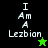 Four display "I Am A Lezbian" text with star symbols; top-left black background, top-right green background, bottom-left bright green background, bottom-right dark green background