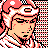 Pixelated 48x48 static icon featuring a stylized character with peach skin, black hair, and sunglasses against a checkered background with red and white patterns.