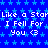 Blue background with repeating light blue stars, white text repeating 'Like a Star I Fell For You <3' in three , and a solid gray rectangle in the bottom right corner