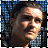 A 4-frame contact sheet of a pixelated animated icon showing the same person in four slightly different poses against a blue checkered background.