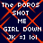 Dark blue background with red diamond lattice overlay; white pixelated text reads 'The POPS SHOT ME GIRL DOWN JK =] lol' repeated twice in a