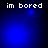 Four blue-toned display 'im bored' text with shifting light effects and lens flares across the