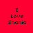 Four quadrants display 'I Love Shania' text in black pixelated font on red, purple, blue, and magenta backgrounds.