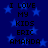 Blue background with scattered light blue stars and black pixelated text reading "I LOVE MY KIDS ERIC AMANDA" repeated twice in vertical