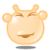 Two pixelated cartoon faces with rounded ears and small horns, one smiling closed-mouthed, the other laughing with a red tongue visible.