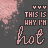 repeated pixelated text elements with changing red accents on a dark background, featuring 'THIS IS WHY I'M hot' in pink and gray tones