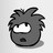 Pixelated gray cartoon character with spiky hair, white eye in first frame, closed eye in second frame, small mouth, and shadow on light background.