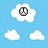 Pixelated cloud-shaped icons on blue background with peace sign, heart symbol, and smiling face inside clouds.