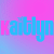 pink and blue gradient squares displays the name 'kaitlyn' in varying styles across multiple