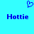 Blue pixelated heart above two instances of the word 'Hottie' on a cyan background.