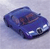 Blue car with white headlights on a light gray background, rendered in low-resolution pixel art style.