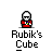 Animated contact sheet of a pixel art character holding a Rubik's Cube with color-changing effects across 24 frames on gray background