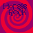 Four identical spiral patterns in red and purple with 'Horse Rock' text in dark blue, arranged in a on a solid red background