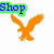 Animated orange eagle with outstretched wings above 'Shop' text, transitioning to a black background with white Nike swoosh and 'till' text.