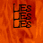 Three vertical stacks of 'LES' text in black block letters on an orange textured background, with one stack partially obscured by a gray rectangle.