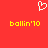 Red background with white pixelated heart symbol above two identical yellow text strings reading 'ballin'70' in pixelated font.