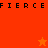 Pixelated orange and red with repeated 'FIERCE' text and two star symbols, one light orange and one red